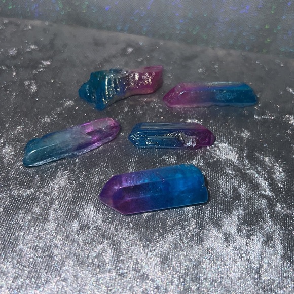 Aura quartz halo angel cotton candy crystal pink blue ombrΓ© electroplated π - Picture 15 of 16